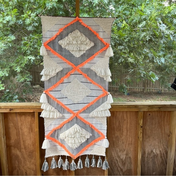 Anthropologie Gray and Cream Tapestry with Geometric Patterns - Picture 1 of 9